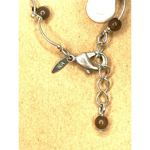 Vintage Avon Cat's Eye Vine Silver Tone Link brown Bead Bracelet or Anklet - Picture 3 of 7